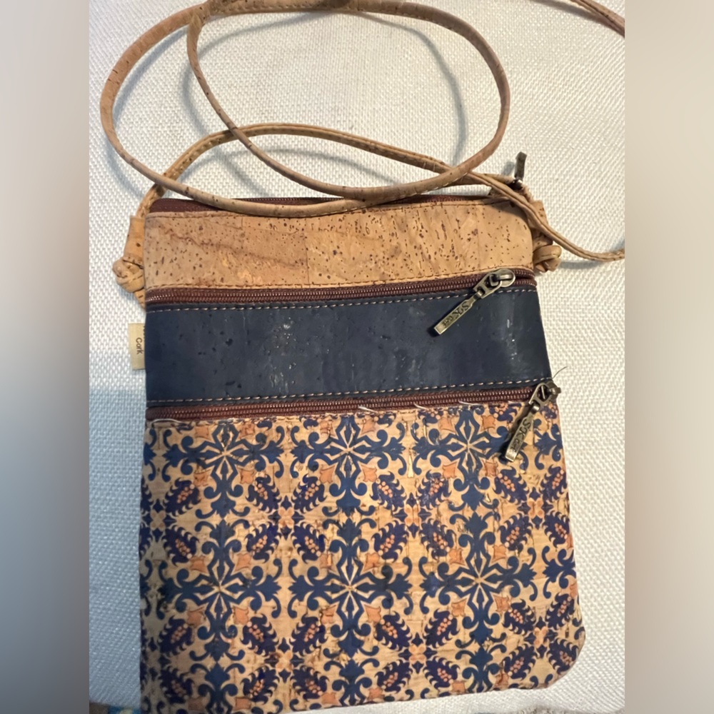 SK Cork Cross body Made in Portugal Crossbody. Brown Blue Multicolor.Handcrafted